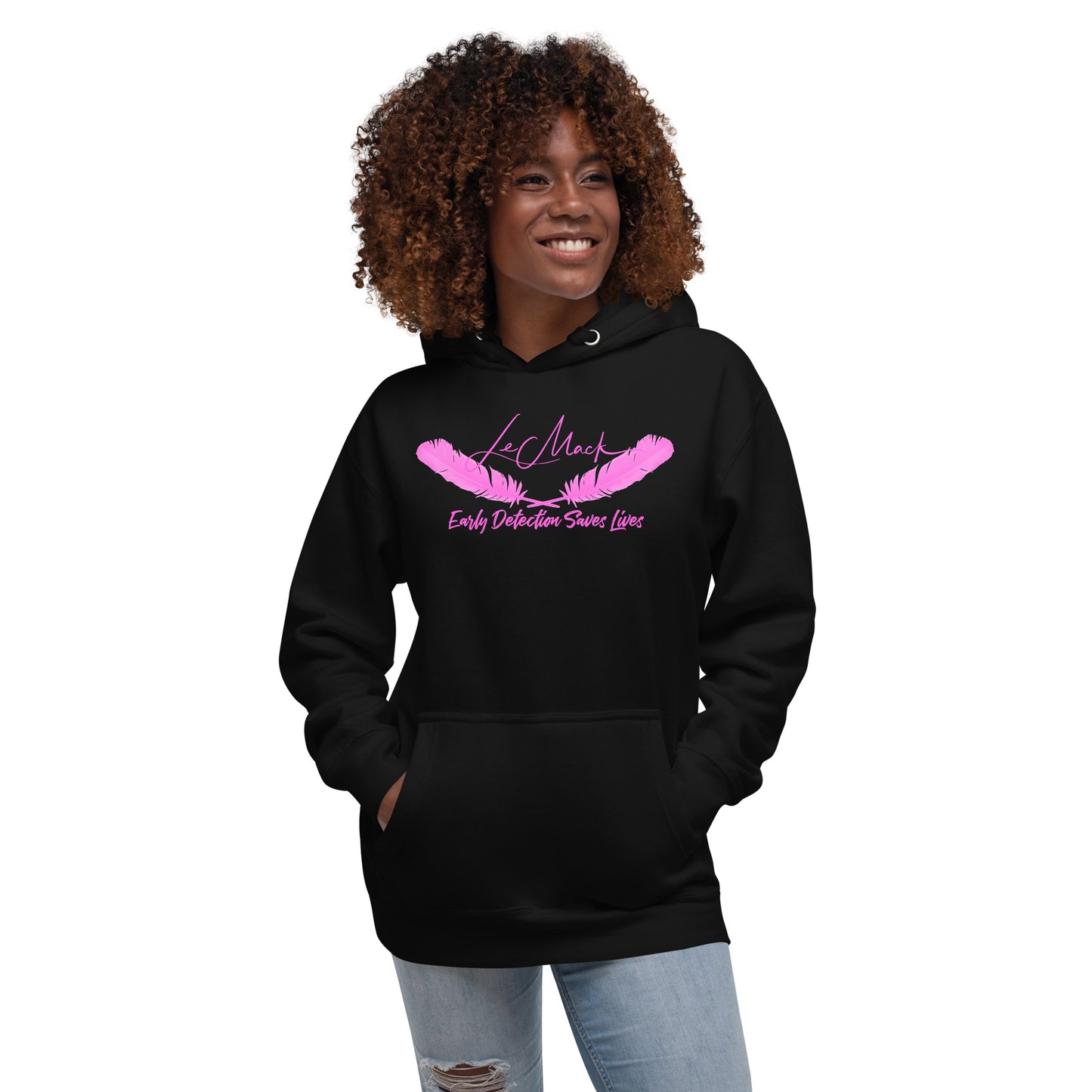 Early Detection Pink Lettered Unisex Hoodie - LeMack