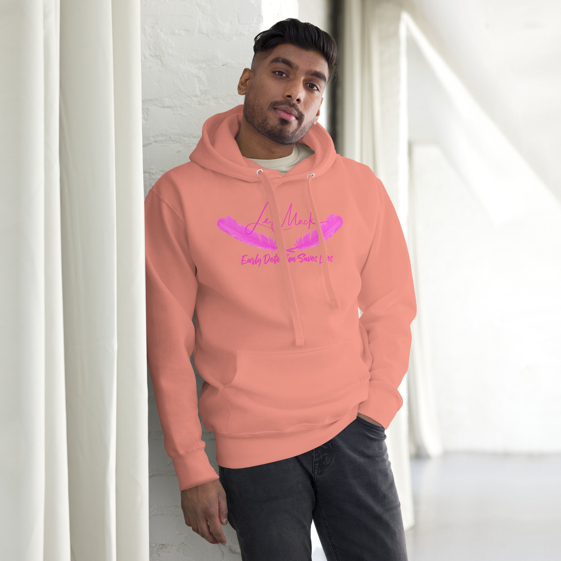 Early Detection Pink Lettered Unisex Hoodie - LeMack