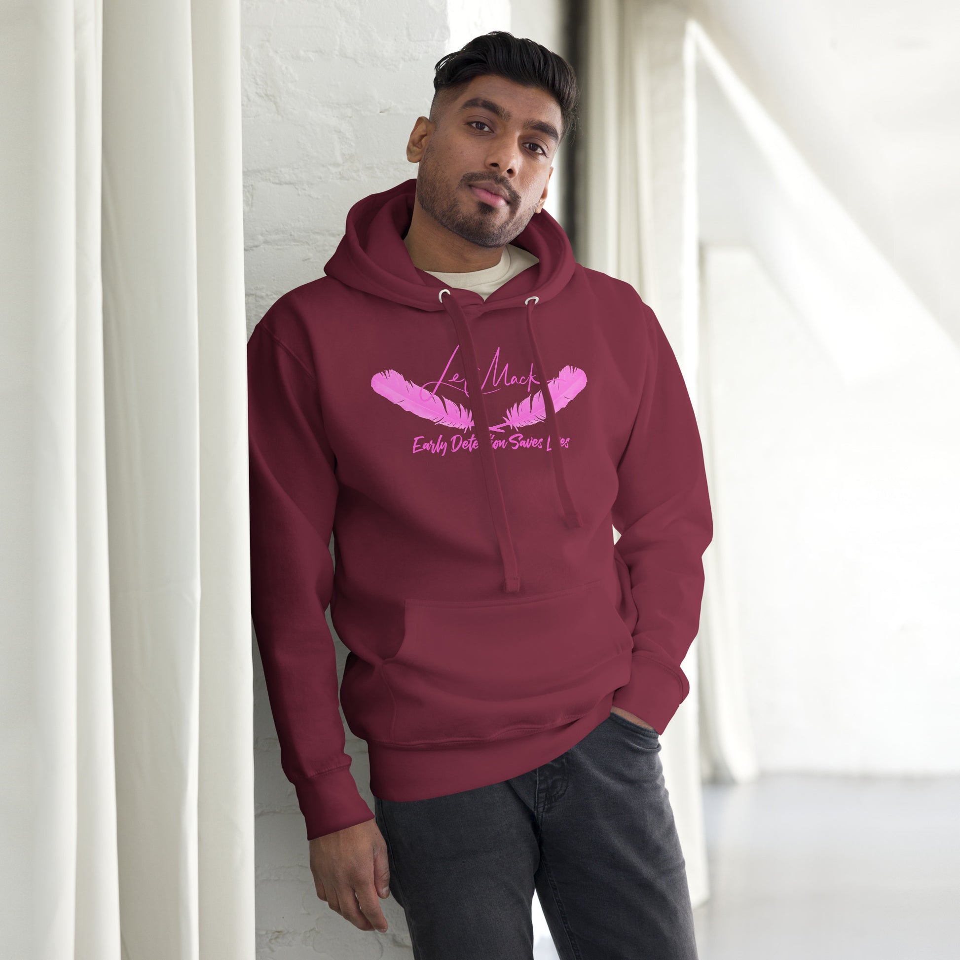 Early Detection Pink Lettered Unisex Hoodie - LeMack