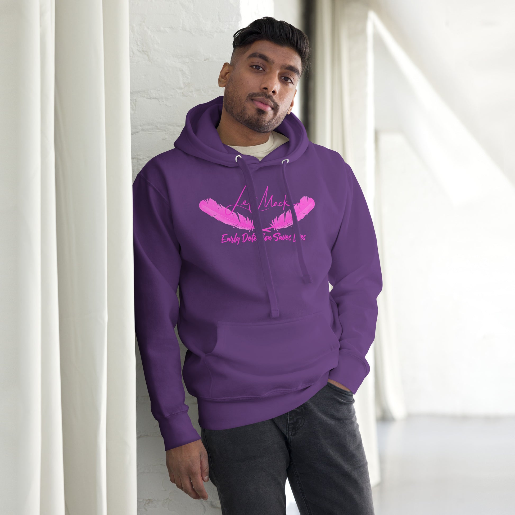 Early Detection Pink Lettered Unisex Hoodie - LeMack