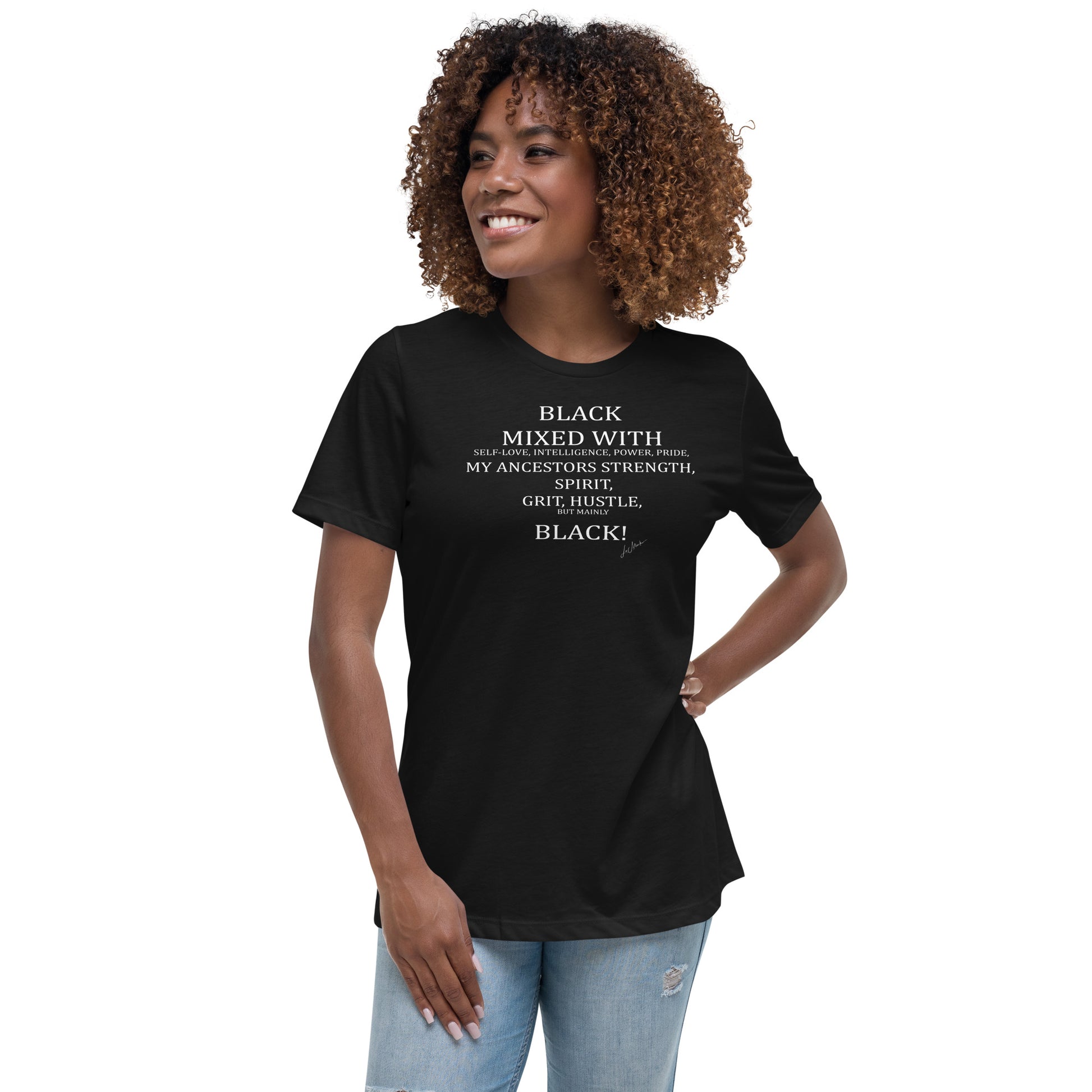 Black Mixed with Women's Relaxed T-Shirt - LeMack