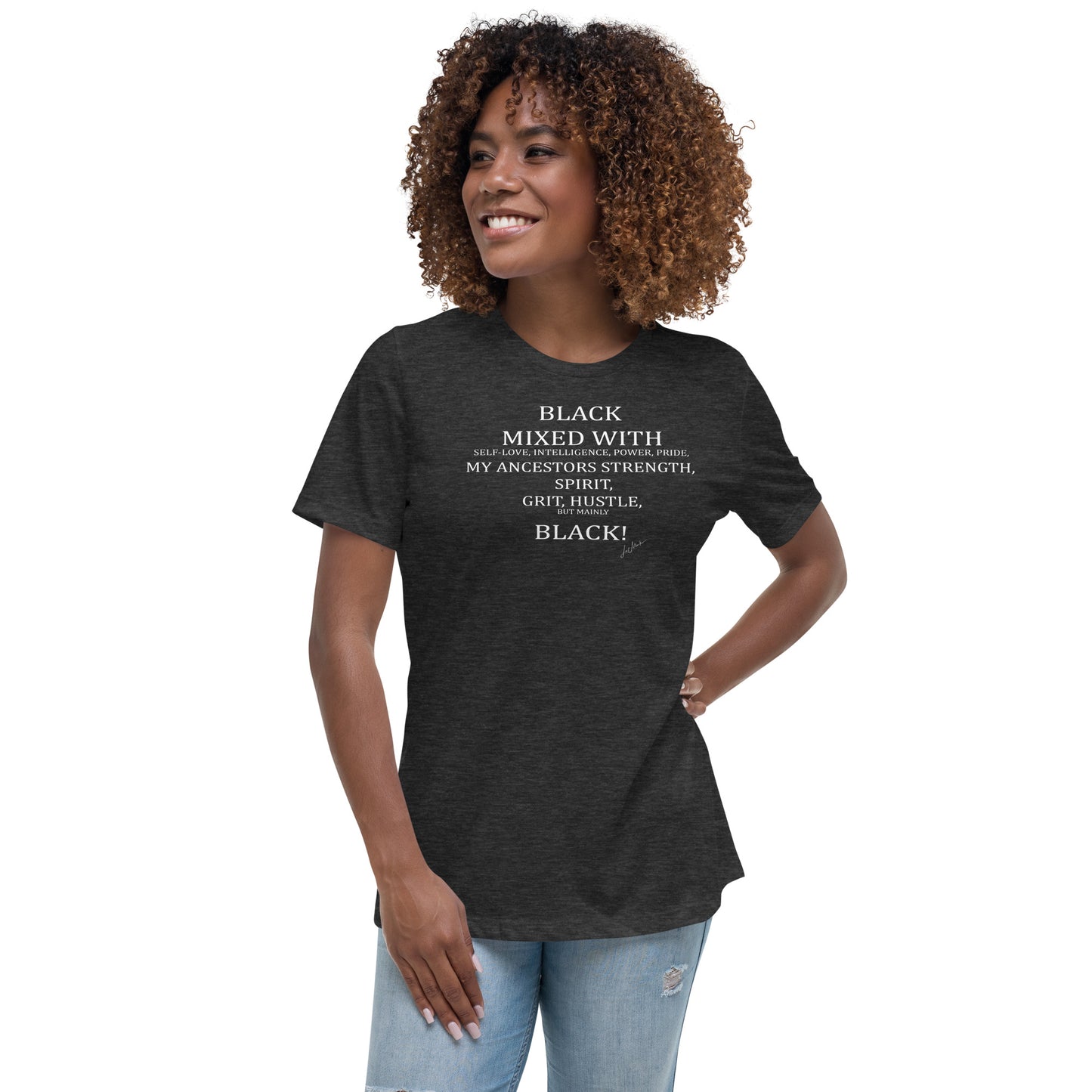 Black Mixed with Women's Relaxed T-Shirt - LeMack