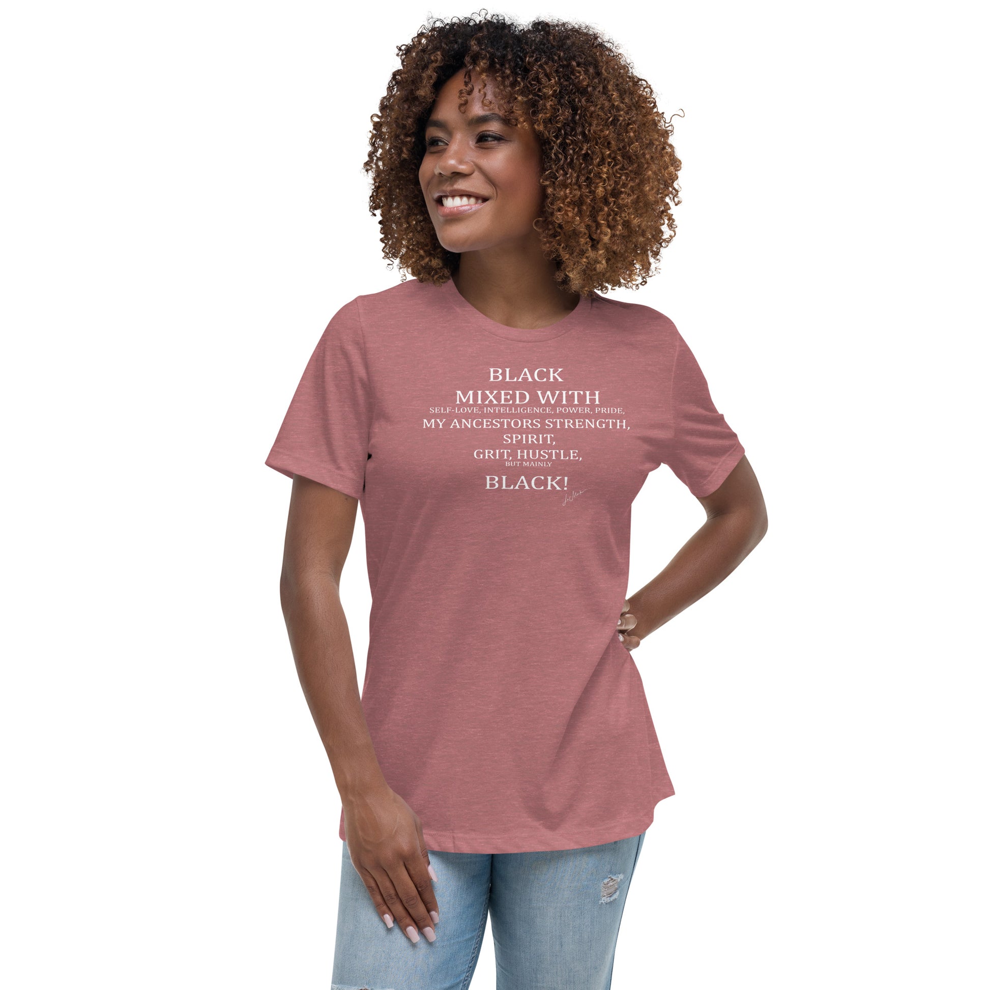 Black Mixed with Women's Relaxed T-Shirt - LeMack