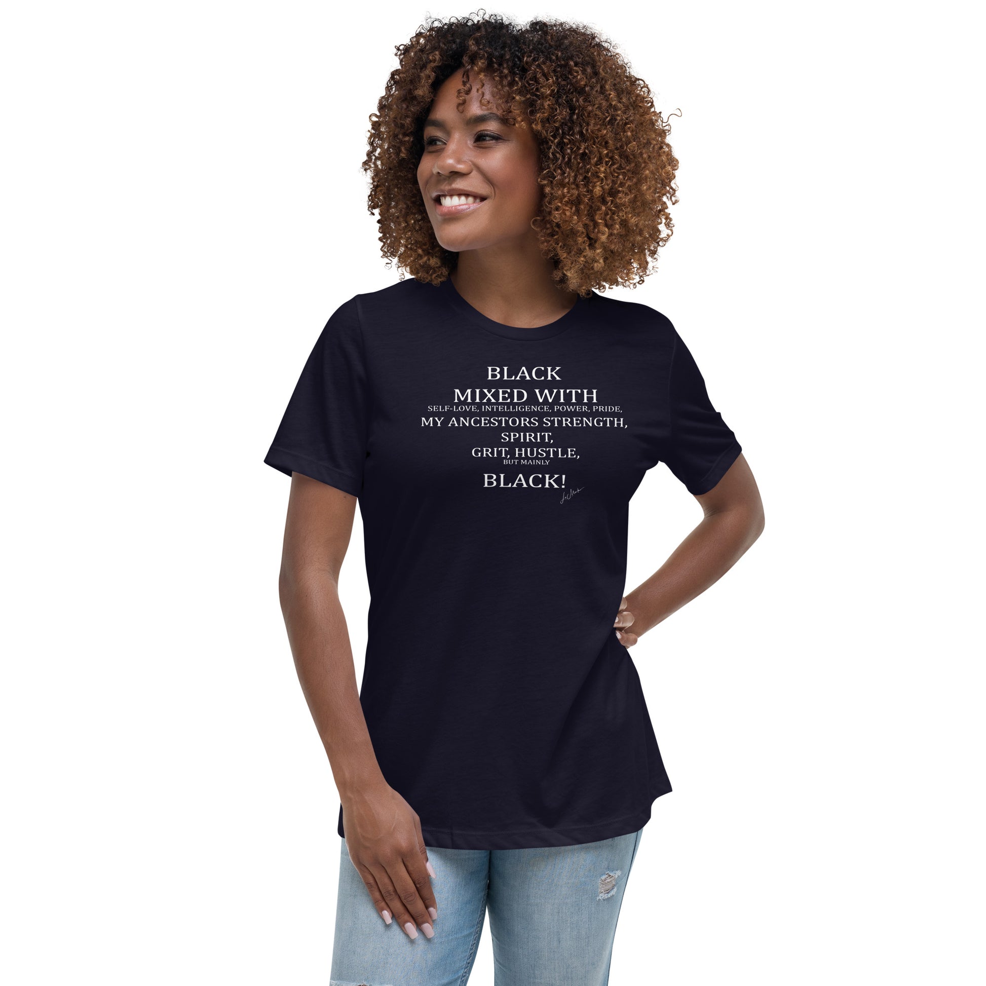 Black Mixed with Women's Relaxed T-Shirt - LeMack