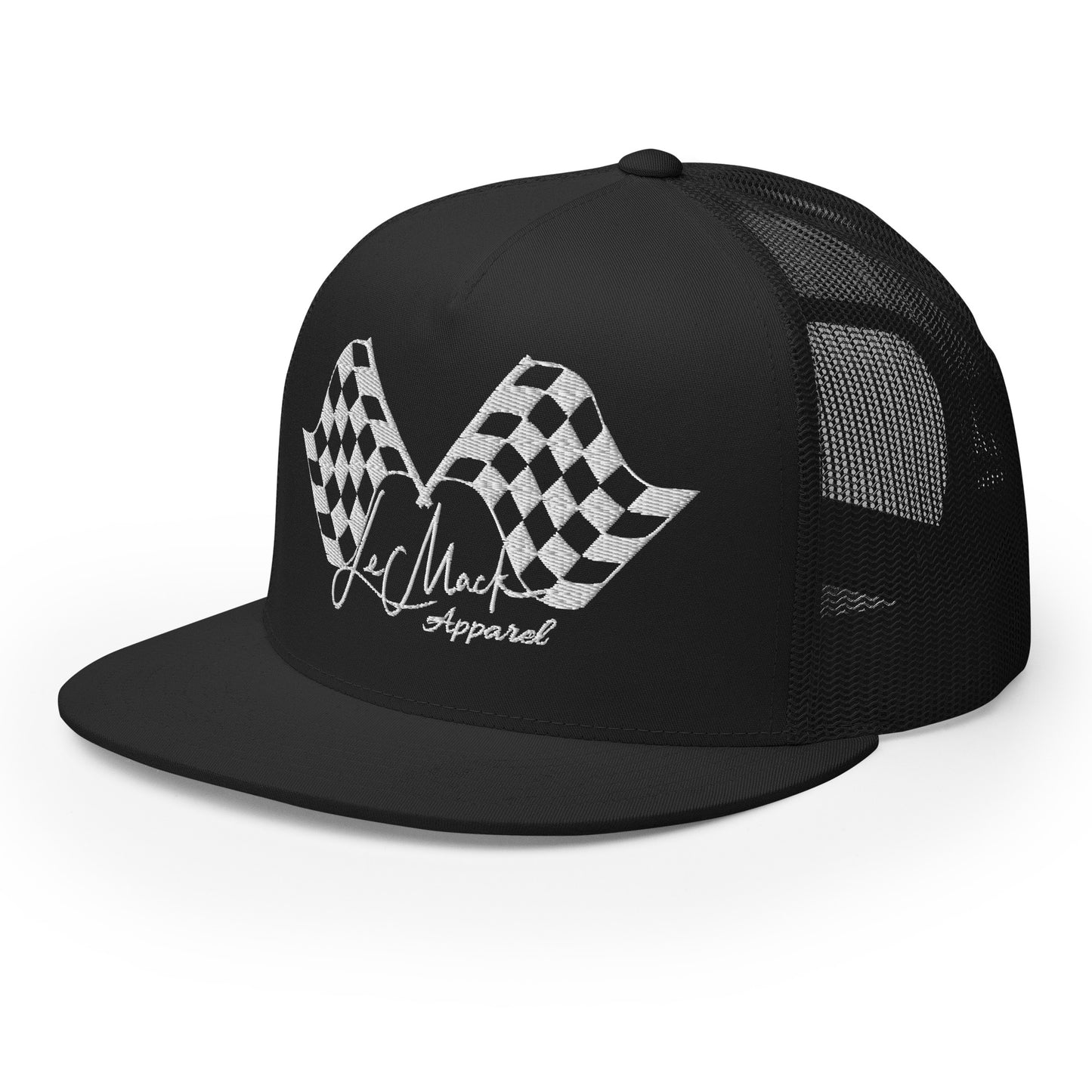 White Racing Flag Trucker Cap