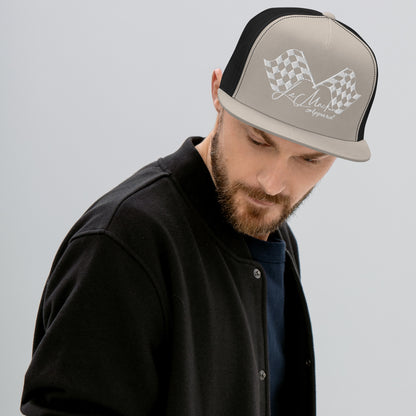 White Racing Flag Trucker Cap