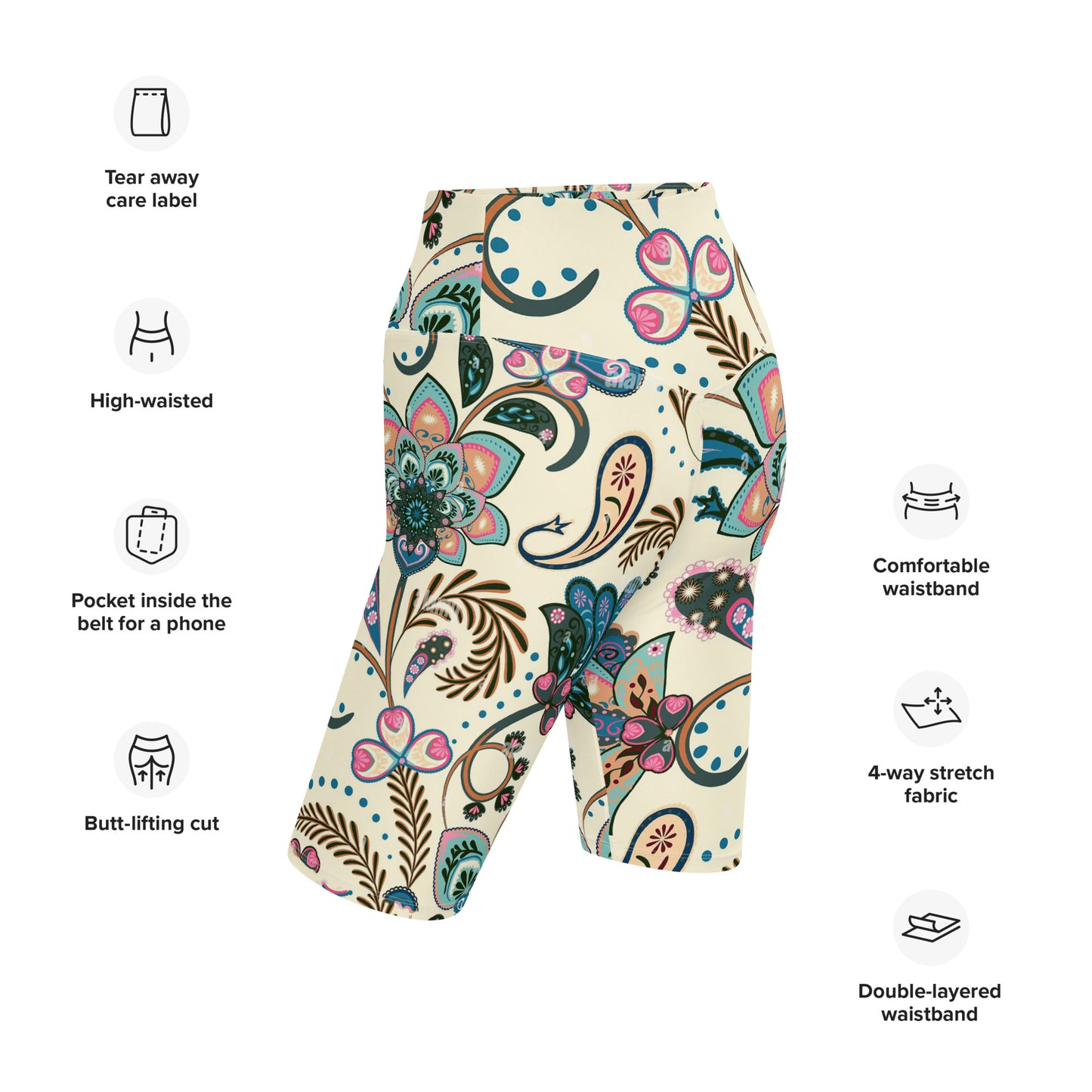 Biker Beige Paisley Shorts