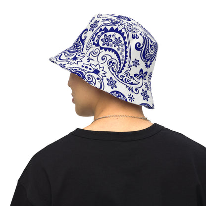 Reversible Blue Paisley bucket hat