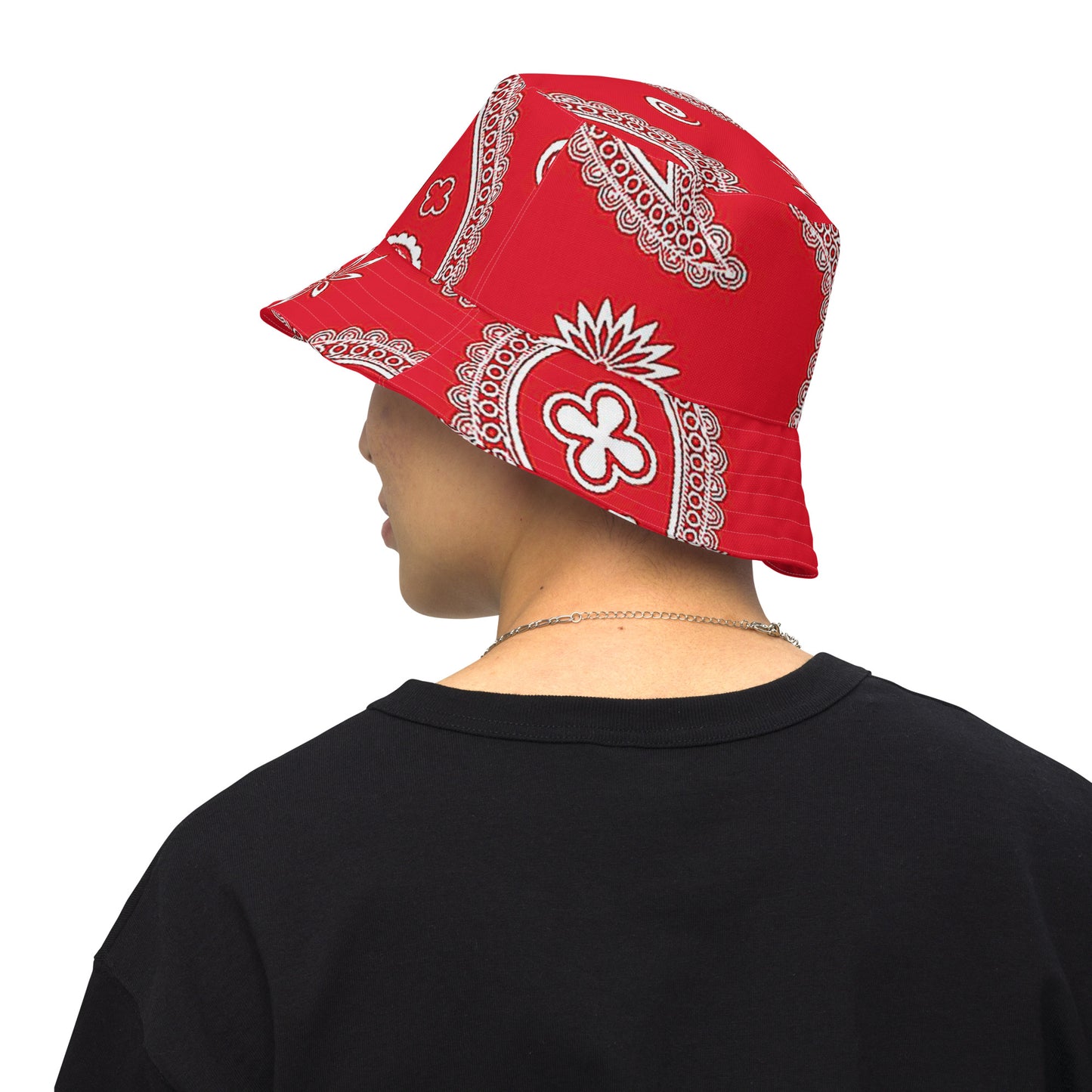 Reversible Red paisley bucket hat