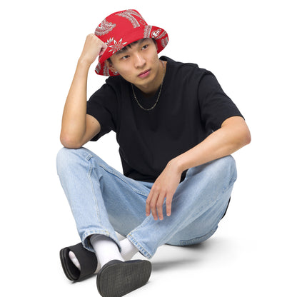 Reversible Red paisley bucket hat