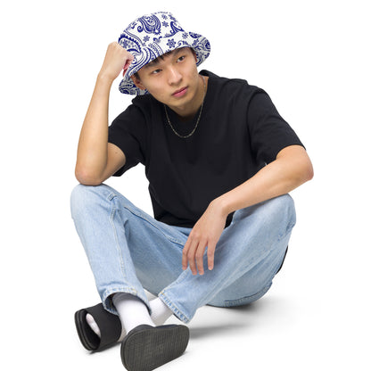 Reversible Blue Paisley bucket hat