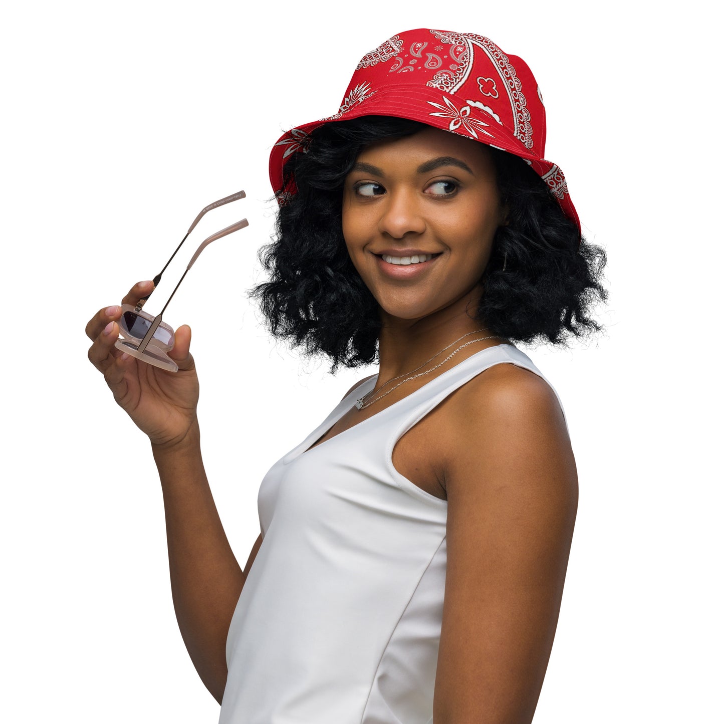 Reversible Red paisley bucket hat