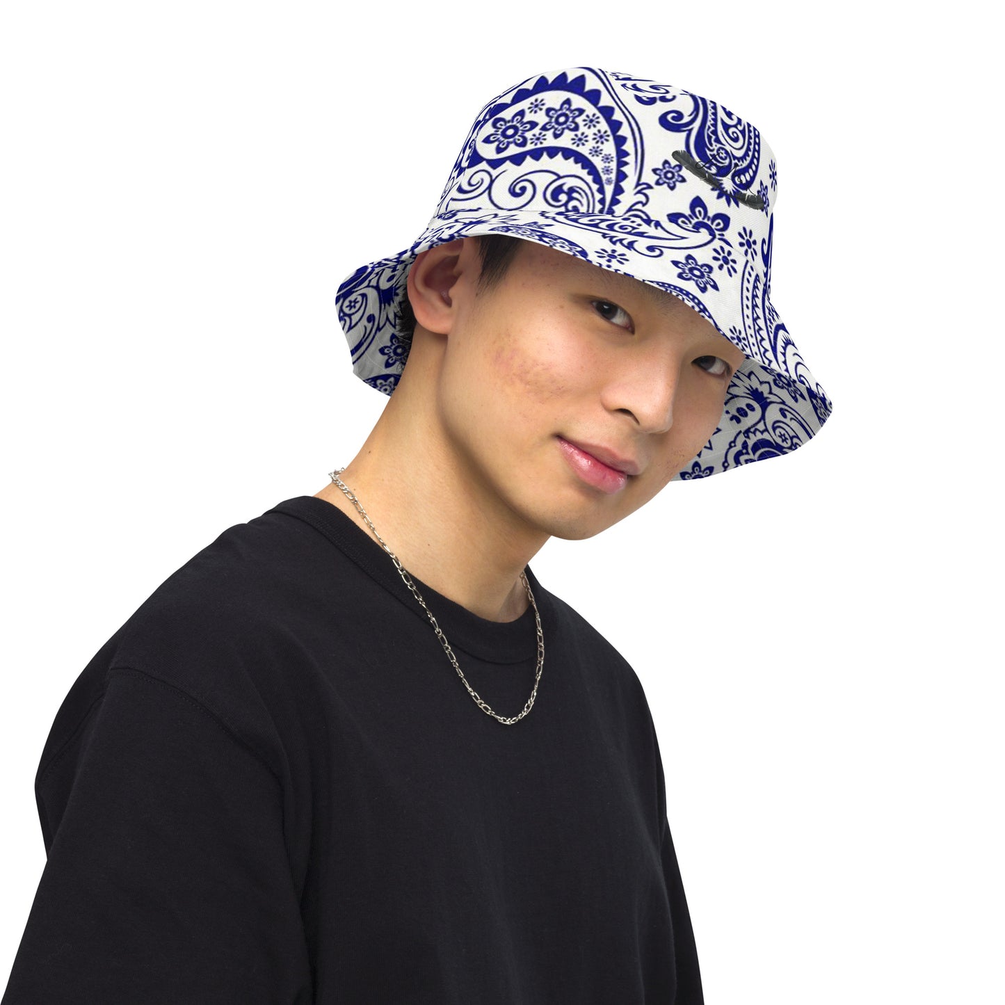 Reversible Blue Paisley bucket hat