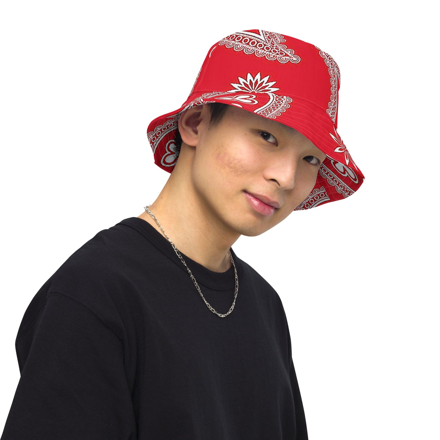 Reversible Red paisley bucket hat