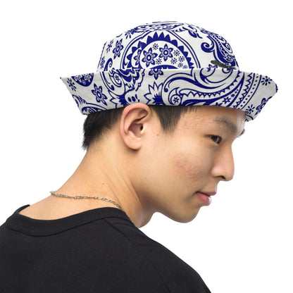 Reversible Blue Paisley bucket hat