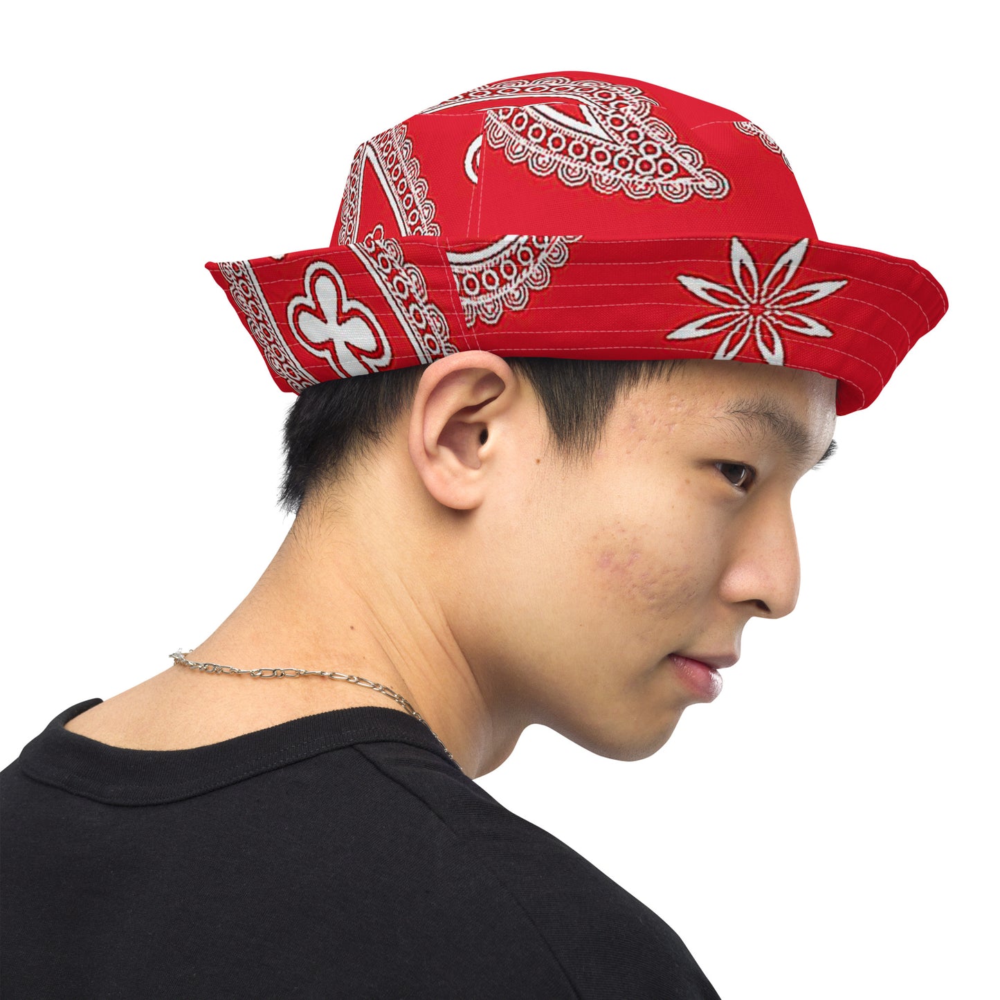 Reversible Red paisley bucket hat