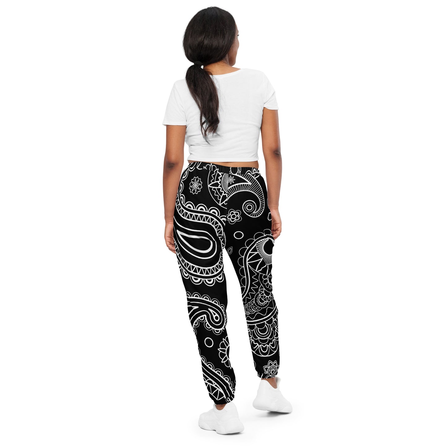 Unisex Black Paisley track pants