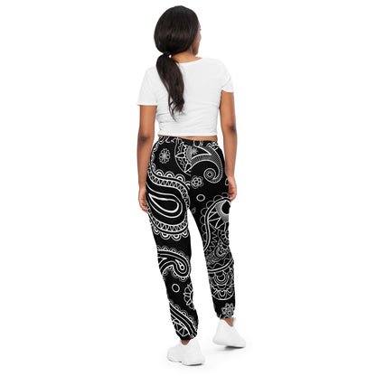 Unisex Black Paisley track pants