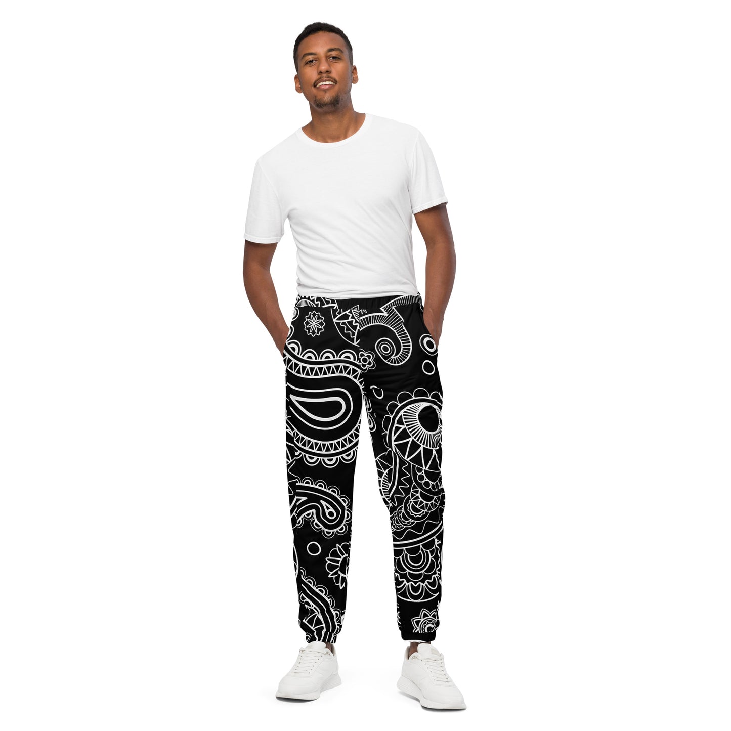 Unisex Black Paisley track pants