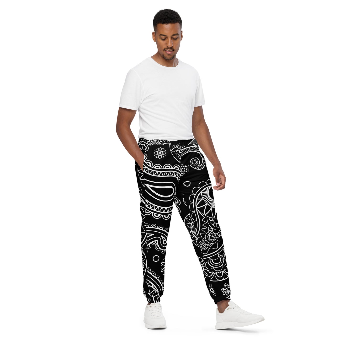 Unisex Black Paisley track pants