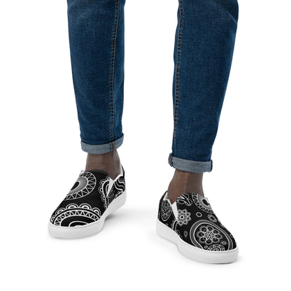 Men’s Black Paisley slip-on canvas shoes