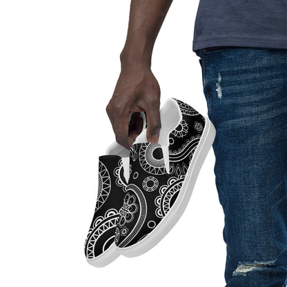 Men’s Black Paisley slip-on canvas shoes