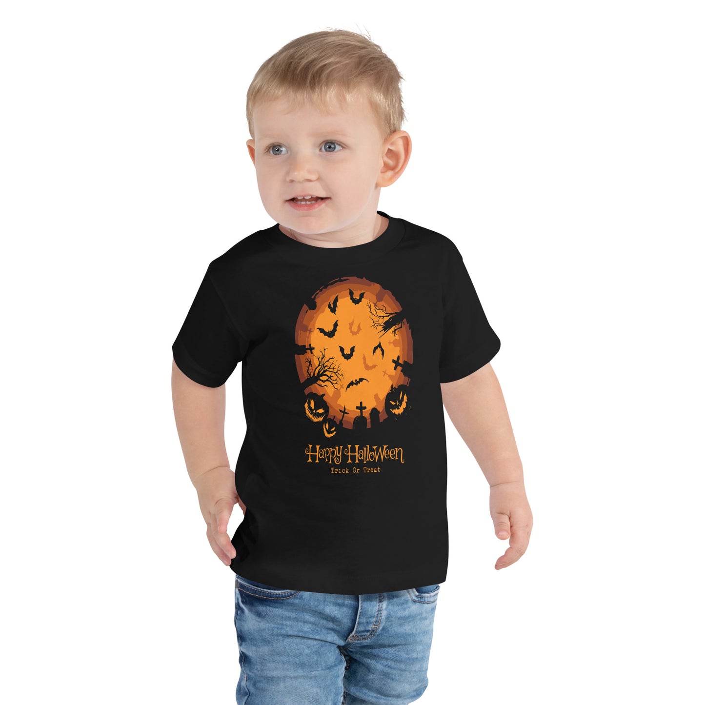 Toddler Flying Halloween bats Short Sleeve Tee