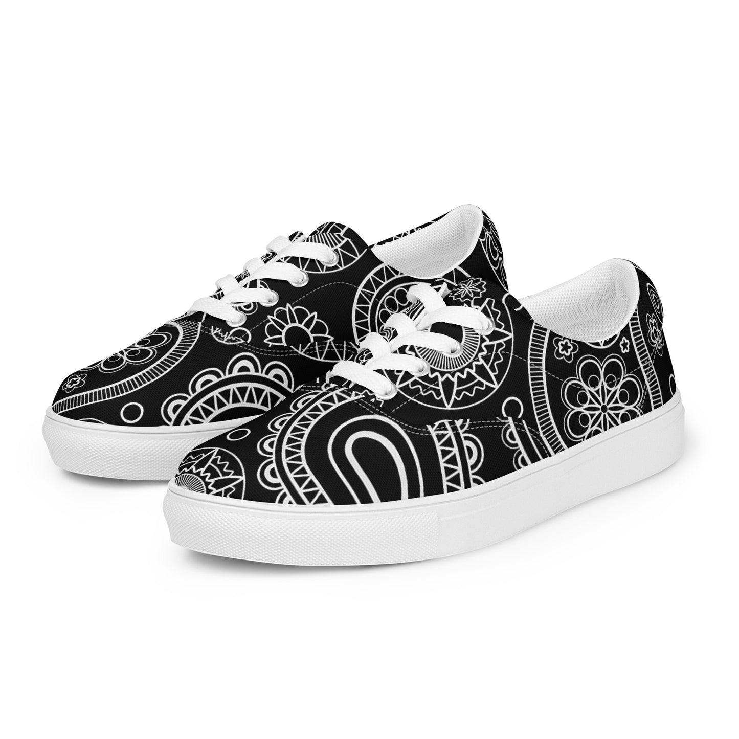 Women’s Black Paisley lace-up canvas shoes