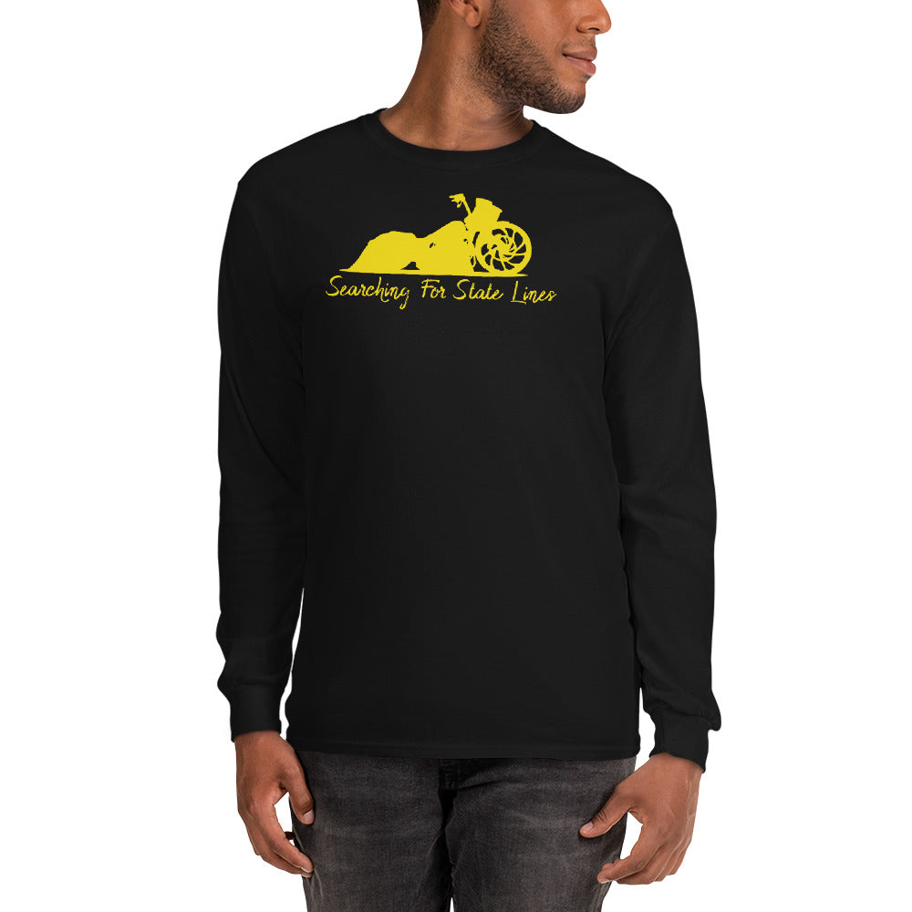 Road Glide Yellow print Men’s Long Sleeve Shirt - LeMack 