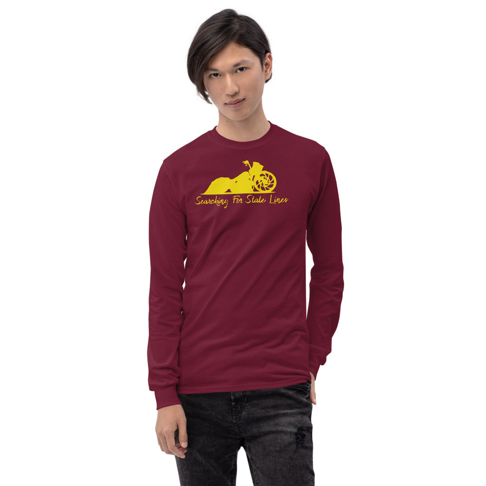 Road Glide Yellow print Men’s Long Sleeve Shirt - LeMack 