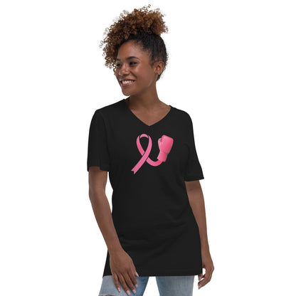 Beat Cancer Unisex Short Sleeve V-Neck T-Shirt - LeMack 