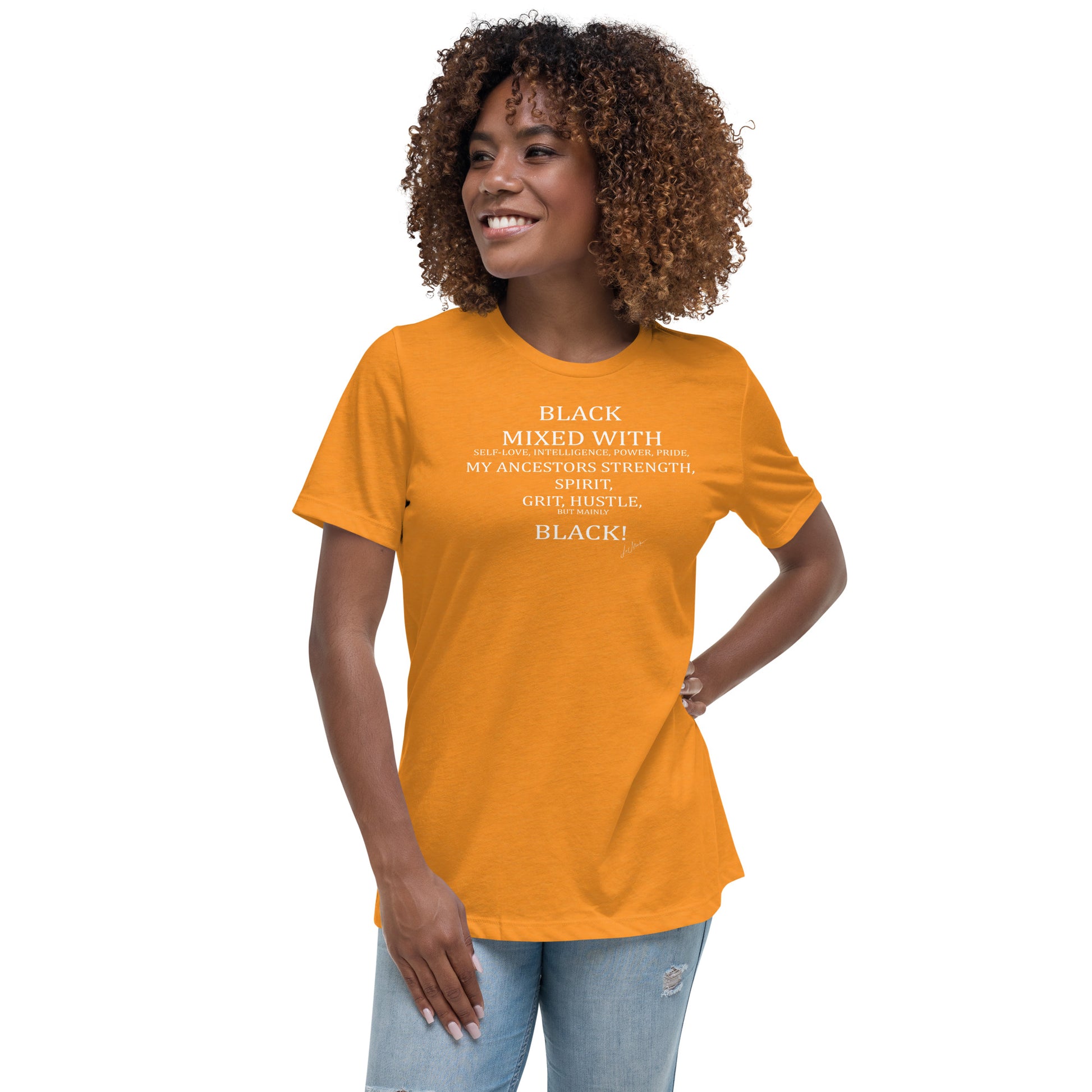 Black Mixed with Women's Relaxed T-Shirt - LeMack 