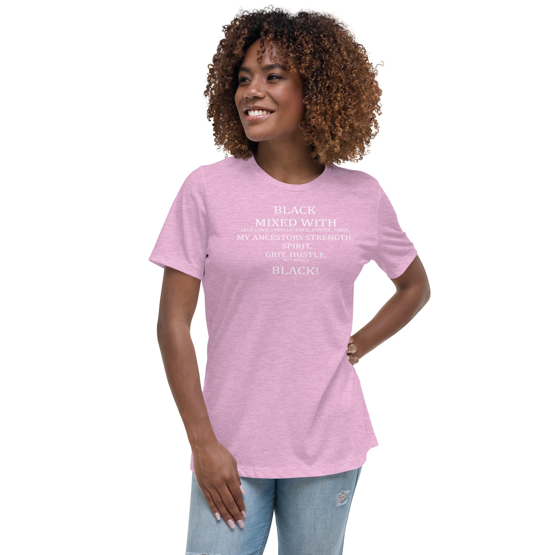 Black Mixed with Women's Relaxed T-Shirt - LeMack 