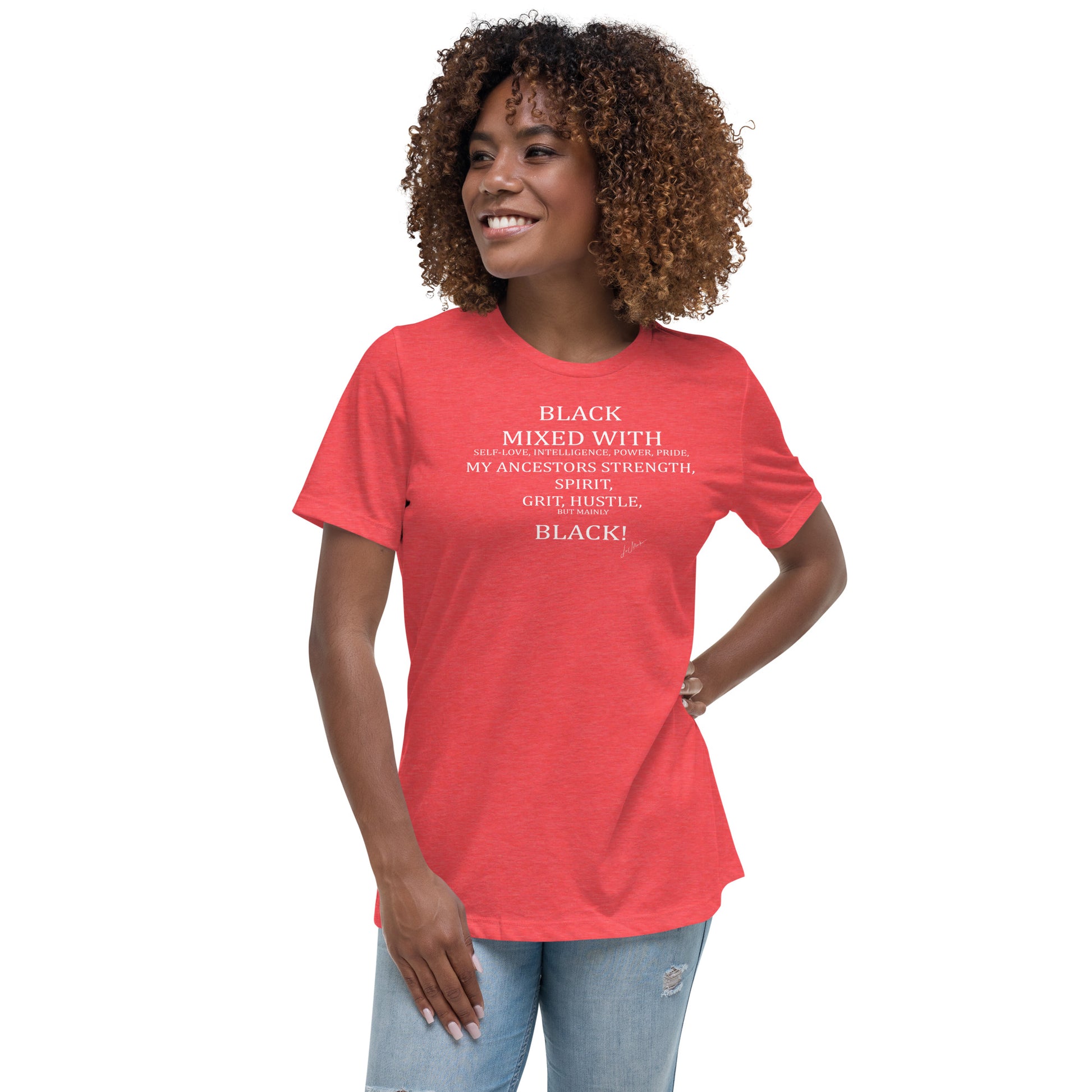 Black Mixed with Women's Relaxed T-Shirt - LeMack 